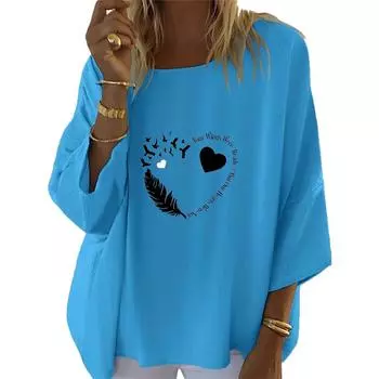 Женская модная рубашка с длинным рукавом 3/4 с принтом, женская весенне-осенняя верхняя одежда с круглым вырезом, женские повседневные свободные блузки S