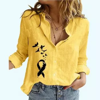 Женская модная рубашка с длинным рукавом, женская хлопковая льняная тонкая повседневная блузка с цветочным принтом S белый