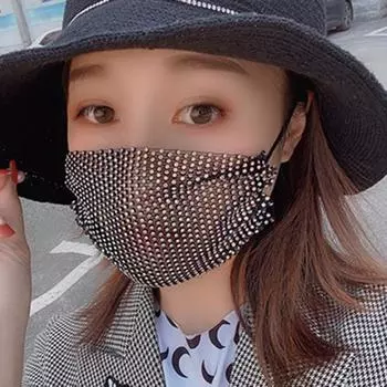 Женская модная сетка со стразами, пыленепроницаемая, Хэллоуин, декор для лица, крышка