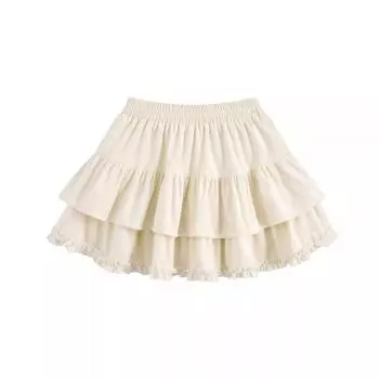 Женская модная сексуальная эластичная повседневная юбка с высокой талией, однотонная удобная трапециевидная юбка-миди M абрикосовый