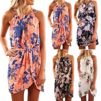 Женская модная сексуальная пляжная юбка без рукавов с принтом и темпераментом M чёрный