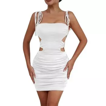 Женская модная сексуальная юбка с запахом на бедрах и лазейкой XS белый