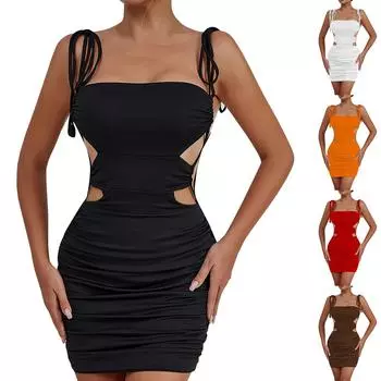 Женская модная сексуальная юбка с запахом на бедрах и лазейкой L чёрный