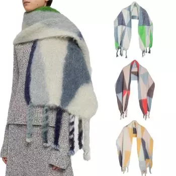 Женская модная шаль из пашмины, накидка с геометрическими кисточками, вязаный кардиган, шарф зелёный