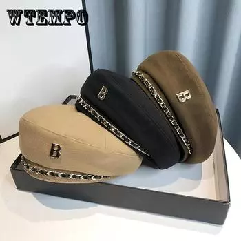 Женская модная шапка-берет с буквой B, корейский стиль, однотонная, неэластичная, легкая, только ручная стирка, берет one size хаки