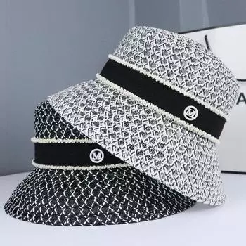 Женская модная шляпа, дышащая, полая, солнцезащитная, весна/лето, плетеная шляпа в стиле британского рыбака M56-58cm белый