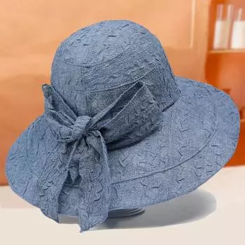 Женская модная шляпа с козырьком для защиты от солнца с большими полями и бантом, дышащая летняя пляжная шляпа на открытом воздухе 55-59cm