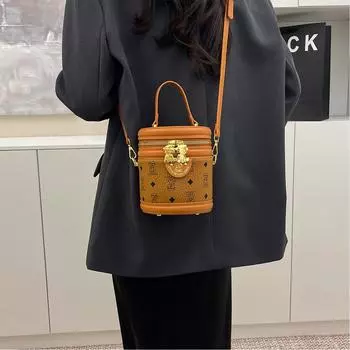 Женская модная симпатичная сумка-ведро из искусственной кожи с принтом медведя, большая вместимость, двойная молния для повседневного использования, поездок на работу и обратно