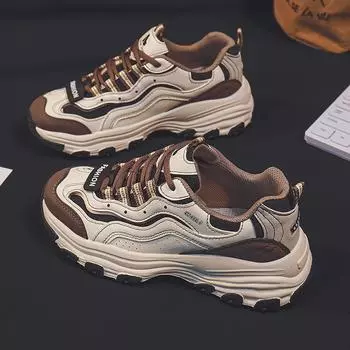 Женская модная спортивная повседневная обувь с круглым носком, осенняя, новинка, универсальная, с толстой подошвой, дышащая, модная, крутая, папина обувь для женщин 35 чёрный