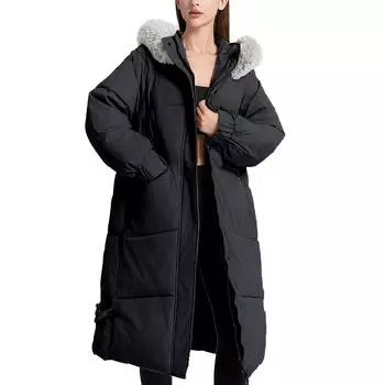 Женская модная стеганая куртка, свободная, длинная, выше колена, утолщенная стеганая куртка L чёрный