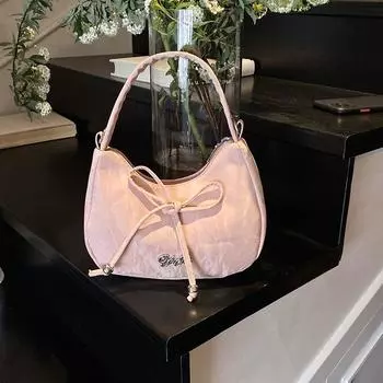 Женская модная сумка-бантик подмышкой Простая сумка Повседневная универсальная сумка через плечо Премиальная сумка Sense чёрный