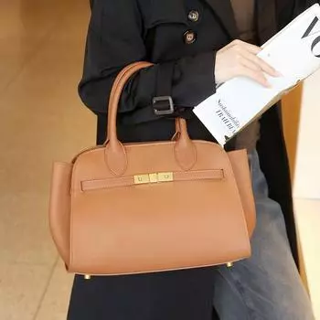 Женская модная сумка Baotou Layer из натуральной кожи, большая вместимость, для поездок на работу, все в одном чёрный