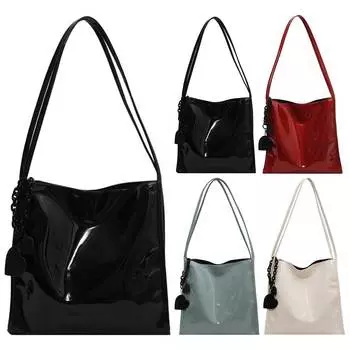 Женская модная сумка большой емкости из искусственной кожи с верхней ручкой, квадратная сумка-тоут вино красного