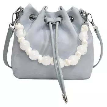 Женская модная сумка через плечо, большая вместимость, сумка-ведро из искусственной кожи с завязками, кожаная сумка через плечо, однотонный цвет для путешествий на открытом воздухе чёрный