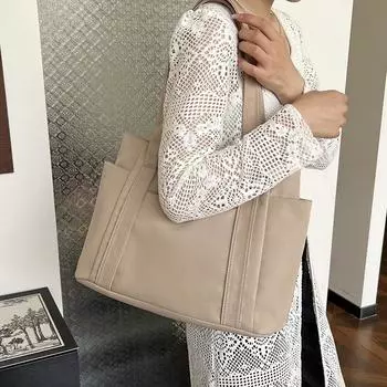 Женская модная сумка через плечо, большая вместительная студенческая сумка-тоут, новинка 2024, холщовая сумка для путешествий, женская сумка белый