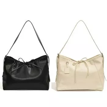 Женская модная сумка через плечо большой емкости из искусственной кожи, повседневная сумка-портфель, однотонная шикарная сумка-хобо с регулируемым ремешком для путешествий на открытом воздухе чёрный