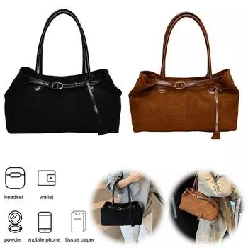 Женская модная сумка через плечо из искусственной кожи, стильная однотонная сумка через плечо, дорожная сумка-хобо чёрный