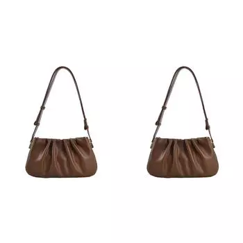 Женская модная сумка через плечо из искусственной кожи, сумка через плечо, плиссированная сумка (коричневый)