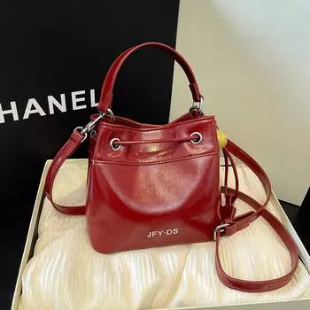 Женская модная сумка через плечо из искусственной кожи с масляным воском, новая элегантная маленькая сумка-ведро через плечо для женщин, повседневные сумки-мессенджеры в стиле темперамент