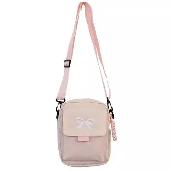 Женская модная сумка через плечо с бантом, большая вместимость, повседневная сумка-мессенджер, регулируемый ремень, нейлоновый чехол для телефона, дорожная сумка для улицы розовый
