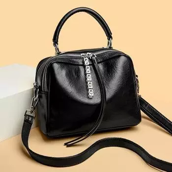 Женская модная сумка через плечо с молнией и украшением из винтажной однотонной искусственной кожи, сумка через плечо, роскошный дизайн, женские трендовые сумки