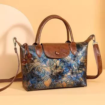 Женская модная сумка через плечо с принтом, новая женская сумка в китайском стиле в стиле ретро синий