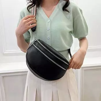 Женская модная сумка через плечо с широким ремешком, мягкая кожаная женская сумка-мессенджер для дам, полукруглая сумка-седло высокого качества белый