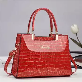 Женская модная сумка и кошелек с каменным узором из искусственной лакированной кожи, блестящая сумка-тоут с верхней ручкой, рабочая сумка через плечо для женщин белый