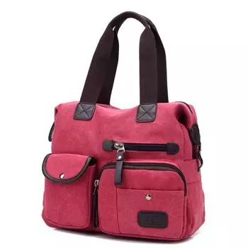 Женская модная сумка из хлопкового холста, женская сумка большой вместимости, длина 36 см, ширина 13 см, высота 29 см красный