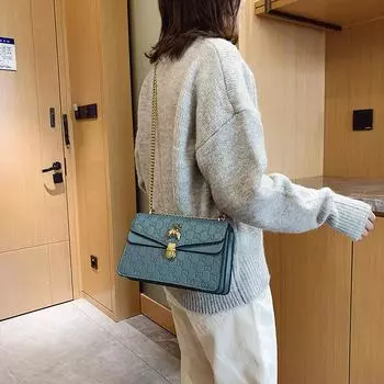 Женская модная сумка на одно плечо с квадратной цепочкой и надписью «List Small Square» из мягкой кожи большой емкости