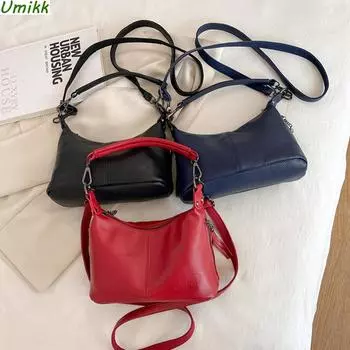 Женская модная сумка на плечо, большая вместительная повседневная сумка-саквояж из воловьей кожи с регулируемым ремешком, винтажная сумка для подмышек для вечеринки и отдыха чёрный