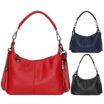 Женская модная сумка на плечо, большая вместительная стильная сумка через плечо из воловьей кожи, винтажная сумка через плечо с регулируемым ремешком для подмышек для путешествий на открытом воздухе красный