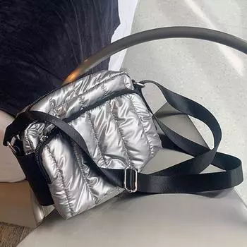 Женская модная сумка на плечо, большая вместительная пышная сумка на ремне, однотонная сумка через плечо, пуховая сумка с регулируемым ремешком, стеганая сумка-мессенджер чёрный