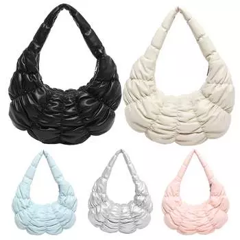 Женская модная сумка на плечо, большая вместительная плиссированная сумка из искусственной кожи под мышками, кошелек-тоут, однотонный цвет для путешествий на открытом воздухе бежевый