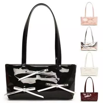 Женская модная сумка на плечо, большая вместительная сумка из искусственной кожи с верхней ручкой, сумка на молнии с бантом для путешествий на открытом воздухе чёрный