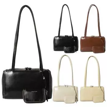 Женская модная сумка на плечо из искусственной кожи, простая большая сумка, однотонная, элегантная, подмышками, дорожная сумка с комплектом кошелька чёрный