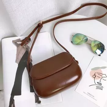 Женская модная сумка на плечо, однотонная сумка-седло из искусственной кожи, винтажная сумка-мессенджер с регулируемым ремешком, ретро дорожная сумка, простая сумка на слинге коричневый