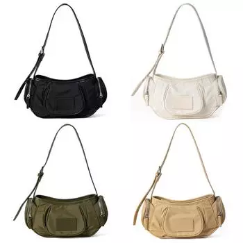 Женская модная сумка, нейлоновая сумка большой емкости для подмышек, сумка на одно плечо, регулируемый ремень, с несколькими карманами для путешествий, отдыха Apricot