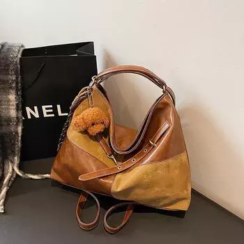 Женская модная сумка-тоут и сумка через плечо 2024 года во французском стиле большой вместимости null коричневый