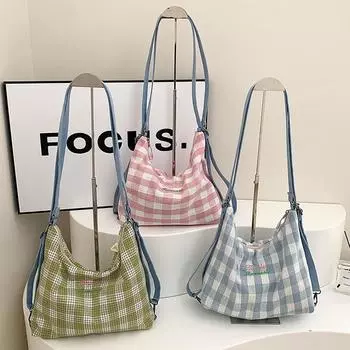 Женская модная сумка-тоут с бантом и узором, холст, простая сумка-саквояж с регулируемым ремешком, клетчатый рюкзак с узором, женский уличный рюкзак синий