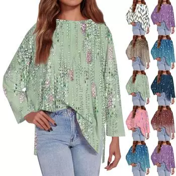 Женская модная свободная футболка большого размера с круглым вырезом, длинным рукавом, разрезом сбоку, повседневным принтом в стиле ретро с цветочным принтом XXL розовый