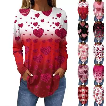 Женская модная свободная футболка с круглым вырезом и длинным рукавом с принтом L бежевый