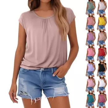 Женская модная свободная однотонная майка без рукавов с круглым вырезом XXL чёрный