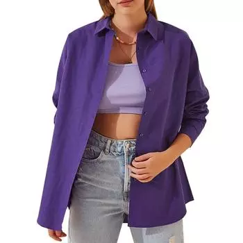 Женская модная свободная повседневная большая рубашка на пуговицах с длинными рукавами XXL