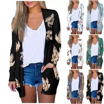 Женская модная свободная повседневная однотонная куртка-кардиган с карманами и длинными рукавами, топы XL