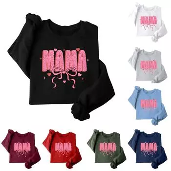 Женская модная свободная толстовка с длинным рукавом и круглым вырезом с принтом ко Дню святого Валентина S синий