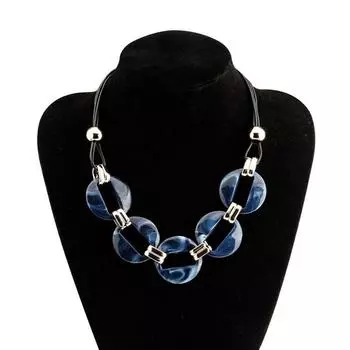 Женская модная тенденция, преувеличенное тканое ожерелье из смолы, кожаная веревка, осенняя цепочка для свитера