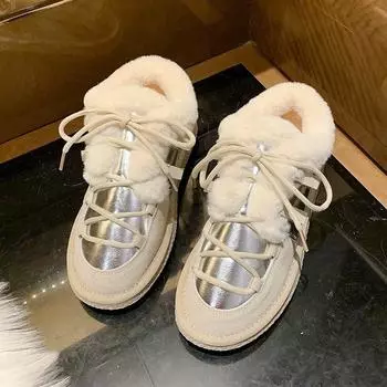 Женская модная теплая обувь плюс бархатная толстая повседневная хлопковая обувь зимняя обувь для снега 35