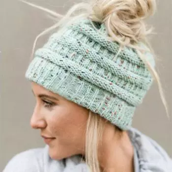 Женская модная теплая шапка на осень и зиму, женская модная вязаная шерстяная шапка-пуловер для активного отдыха