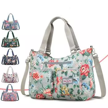 Женская модная тканевая сумка с цветочным принтом, сумка-мессенджер на одно плечо, диагональная сумка для отдыха, дорожная большая сумка One size